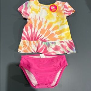 Tie-Dye Swim Top and Pink Bottoms Set 2T